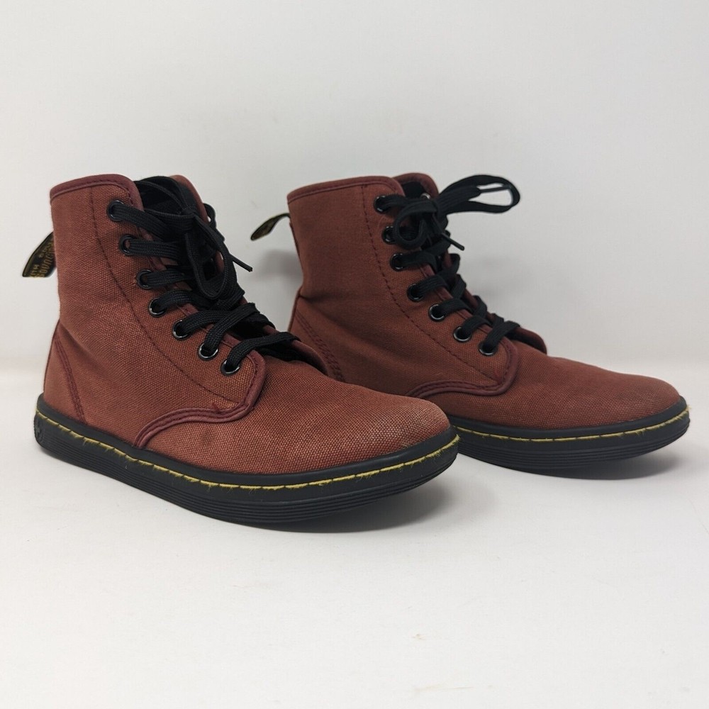 Dr. Martens Cherry Red Shoreditch Canvas 7 Eye Boots Women's Size US 5 UK 3